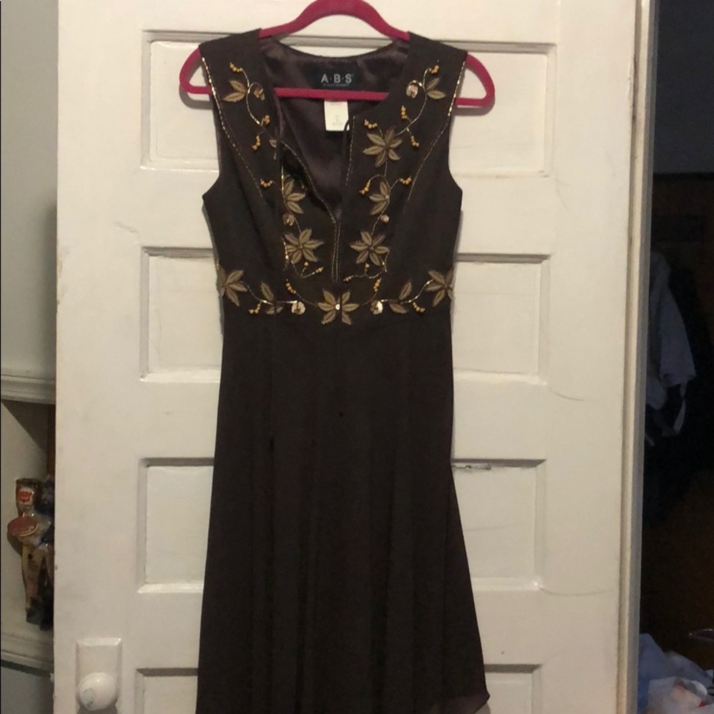 Brown dress with bead details